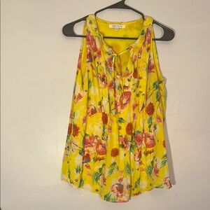 Rose & Olive Yellow Tank Top with Tie Front and Relaxed Fit
